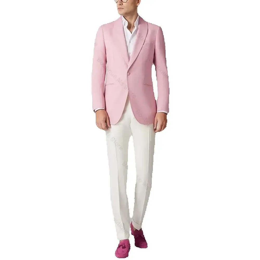 Slim Fresh Color Single Button Men Suit Two Pieces(Jacket+Pants) Outfits Casual Party Prom Wedding Set