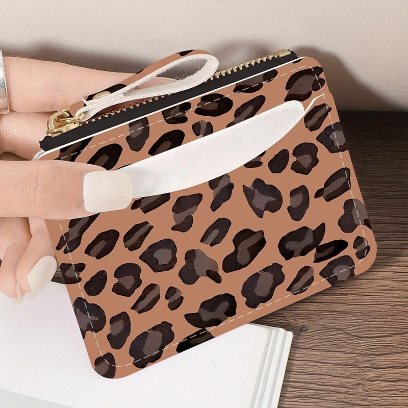 

Women's Ultra Thin Leopard Print Credit Card Holder Wallet,Multi-Card Holder Fashion Slim Zipper Coin Purse for Daily Use