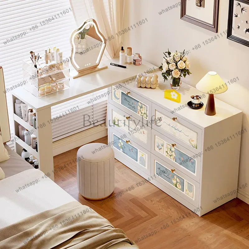 LD Organizer Mobile Dressing Table Bedroom Makeup Mirror Storage Drawers Tall Vanity Table Luxury Vestidores Lounge