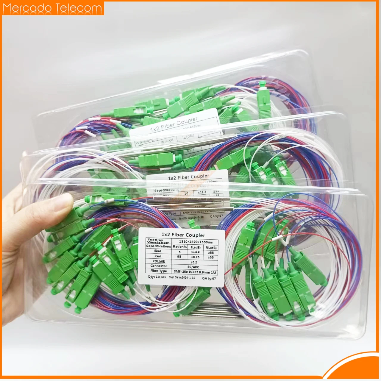 

10pcs fiber optic FBT splitter with connector SC APC 1x2 0.9mm unbalanced coupler 1/99 20/80 30/70 40/60 optional split ratio