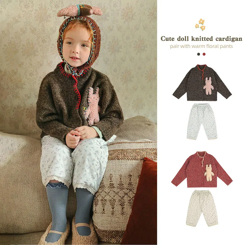 

Spot 2023 winter new Korean version thickened cashmere jacket red annual clothing set for boys and girls Amber