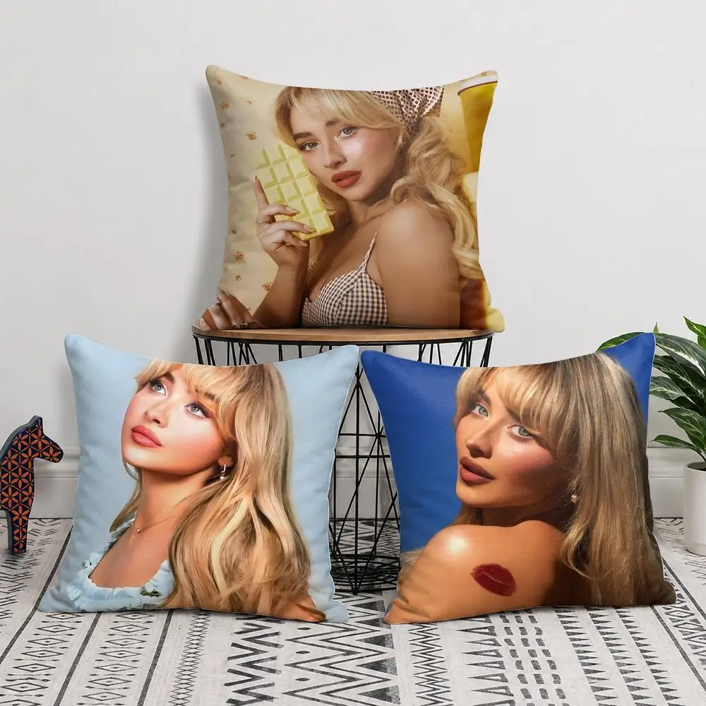 Cushion Cover Double-Sided Plush Sofa Cushion Covers Organic Breathable Invisible Zipper Singer S-sabrina Carpenter