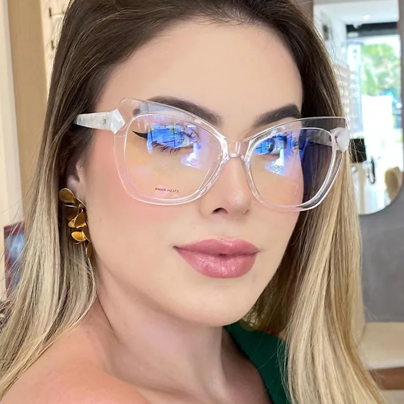 Mode Marke Luxus Design Retro Oversize Leopard Dame Rahmen Photochrome Anti Blau Licht Hyperopie Lesebrille 0 Bis + 6 – Detail 4