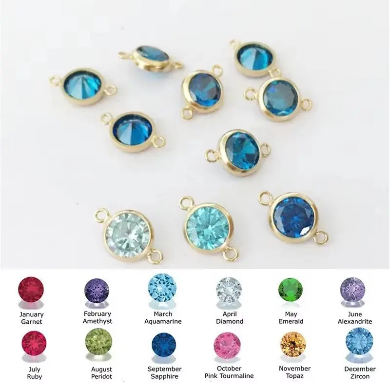 14K Gold Filled 6MM Birthstone Charm with AAA Zircon DIY Jewelry Pendant for Necklace And Earring Making