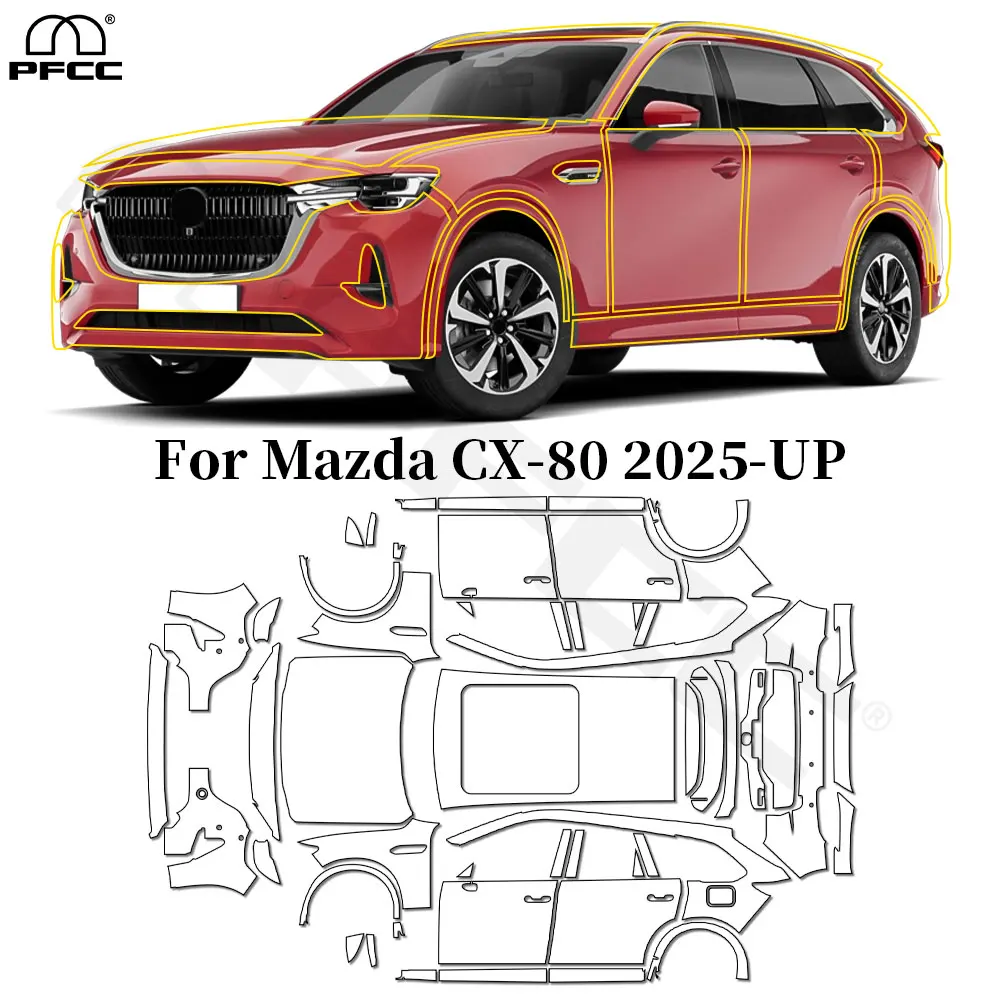 

For Mazda CX80 CX-80 2025 TPU Paint Protection Film Pre-cut PPF Anti-scratch Car Body Clear Bra Resistant Invisible Repairable
