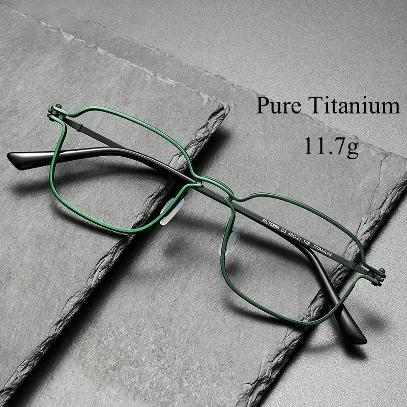 Square Prescription Eyeglasses Myopia Hyperopia Pure Titanium Retro Frame for Men And Women Custom Lenses RLT5898