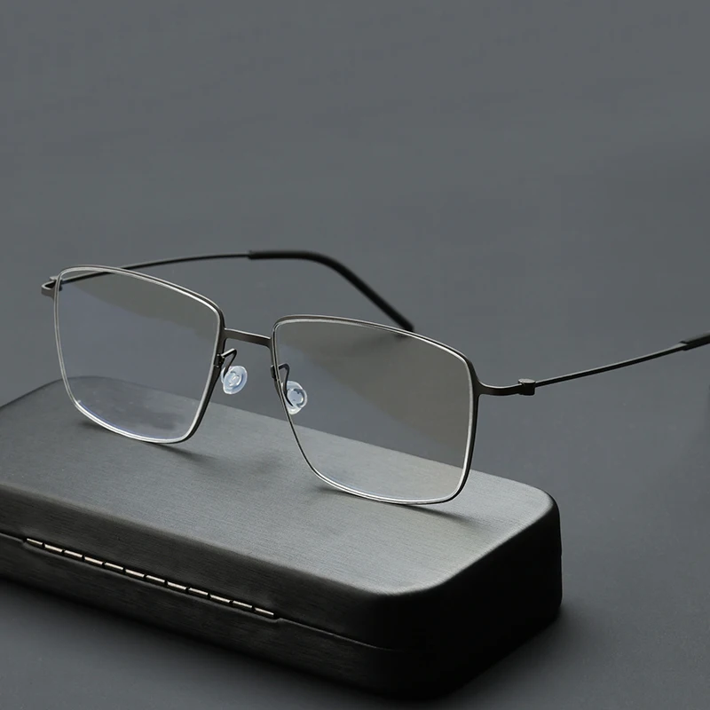 

Pure Titanium Business Square Men's Eyewear Handmade Ultralight Eyeglasses Women Denmark Screwless Full Rim Glasses Frame