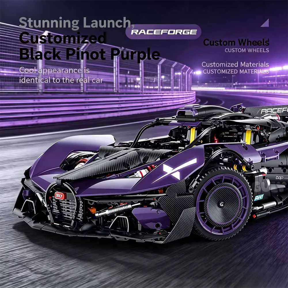 idea Hot sell Technical 1:8 Bugt-t Purple Supercar Building Blocks Toy Model Kit MOC ,Racing Spoiler,Adult DIY Gift 3300Pcs