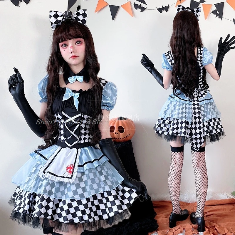 Halloween Costume for Women Dress Alice Maid Anime Cosplay Clown Princess Lolita Costume Disfraz Festival Performance Party