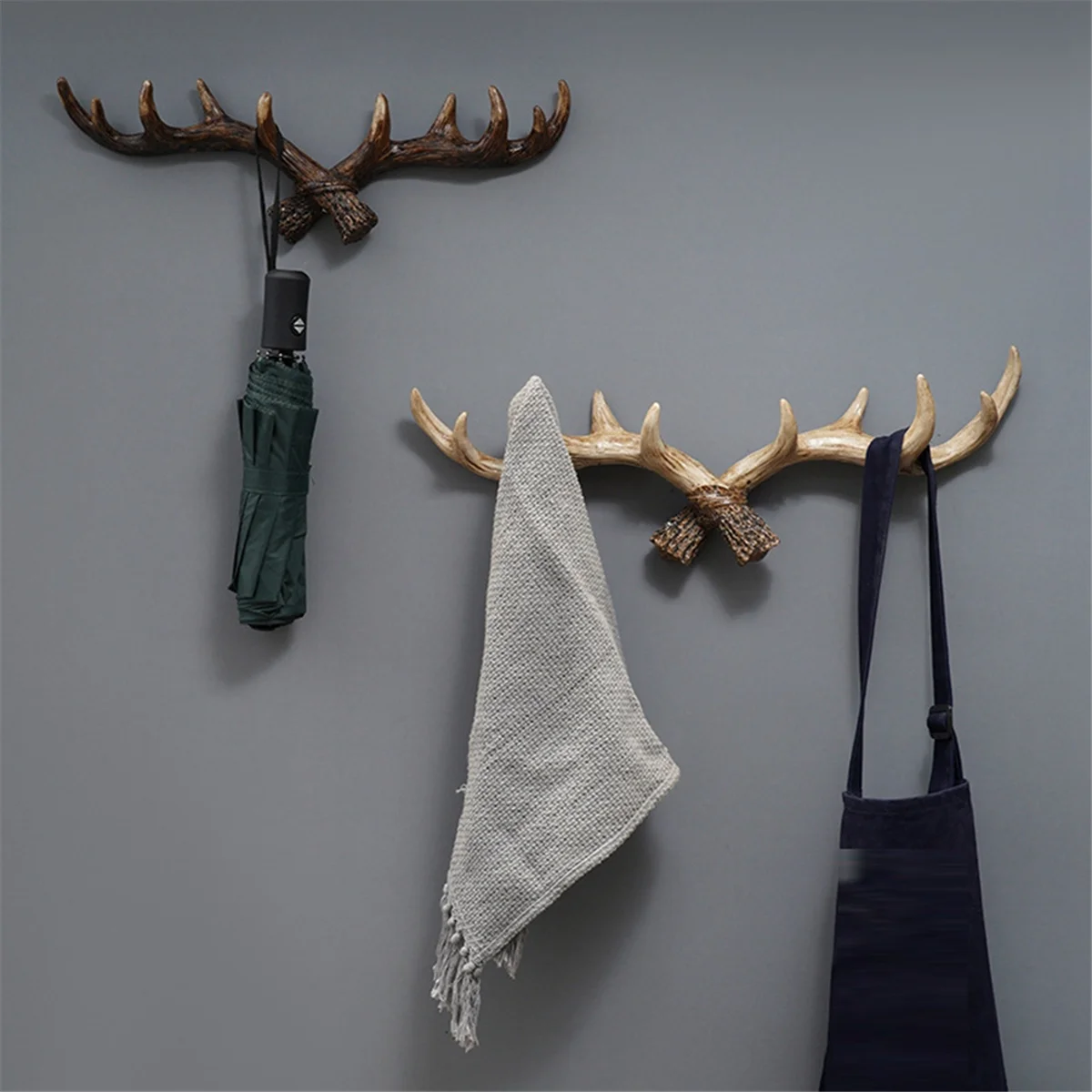 Vintage Deer Antlers Wall Hook Wall Mounted Clothes Hanger Coat Rack Key Holder for Decorative Wall Hook A