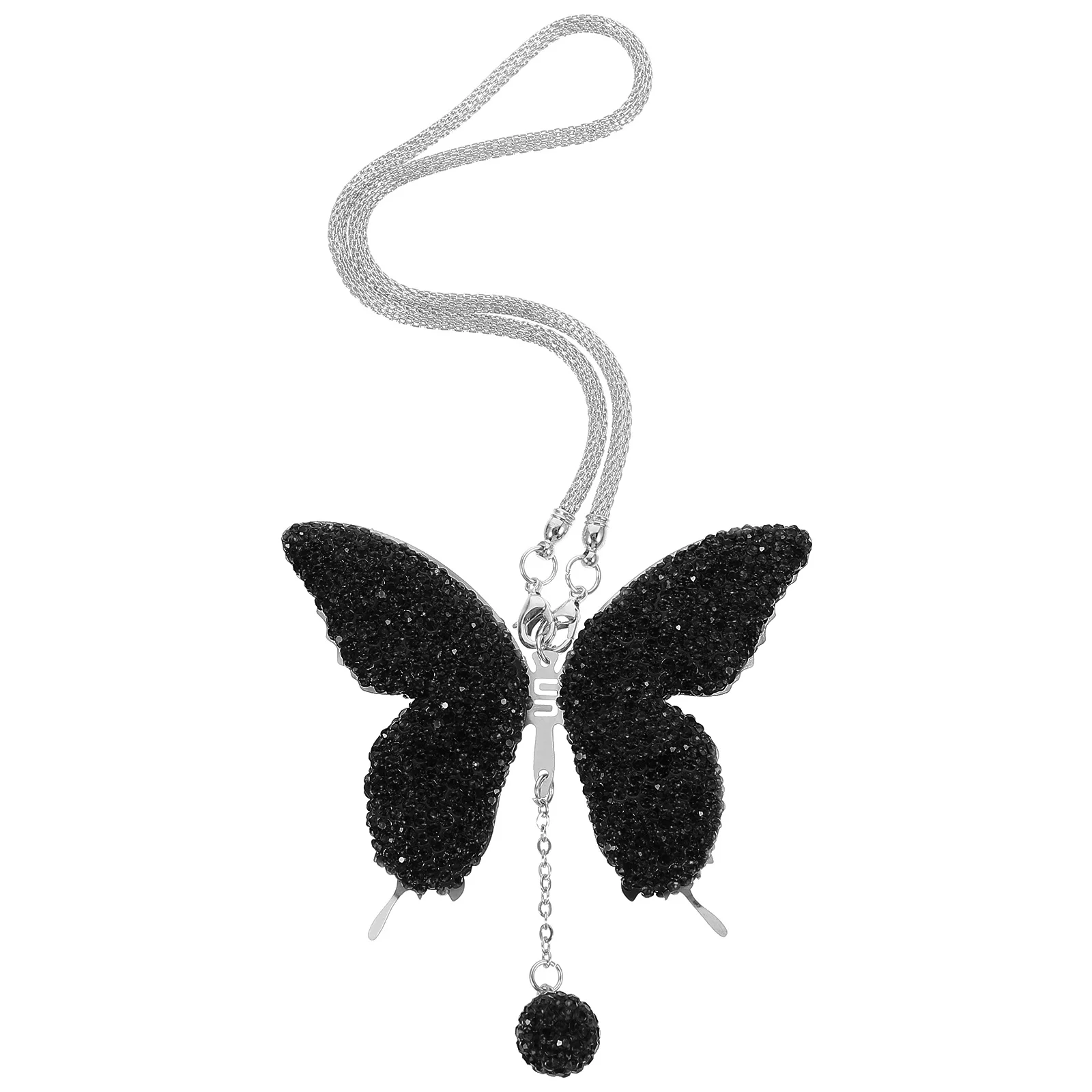 

Butterfly Car Hanging Ornament with Rhinestone Detail Rear View Mirror Decoration Modern Style for Auto Interior Accessories