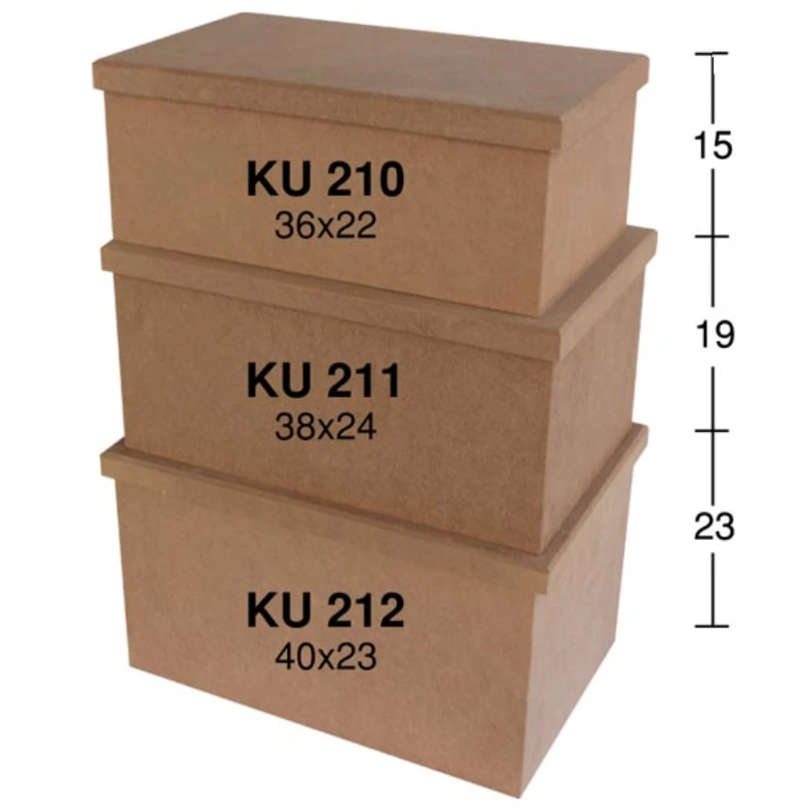 KU211 Junior Rectangle Storage Container, Unpainted Mdf Box