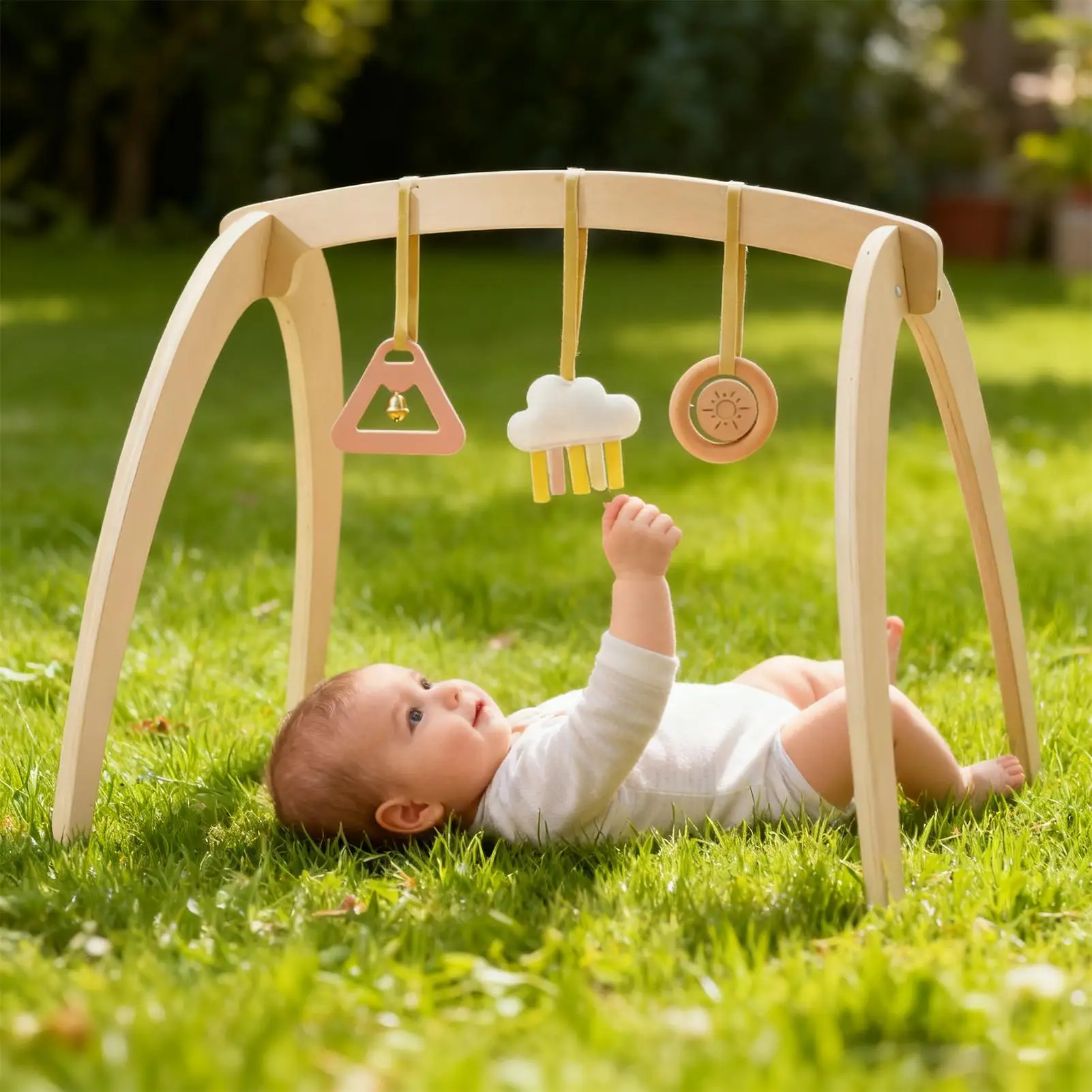 

Baby Gym Learning Sensory Toys With Rattle Natural Stimulation Baby Play Gym For Toddler Kids Girls Shower Birthday Bedroom