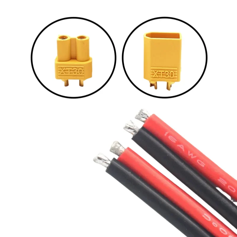 XT30 Pigtail Plug Male and Female Connector with 100mm 16AWG Tinned Wire Cable for RC Fixed wing Lipo Battery FPV Drone charger