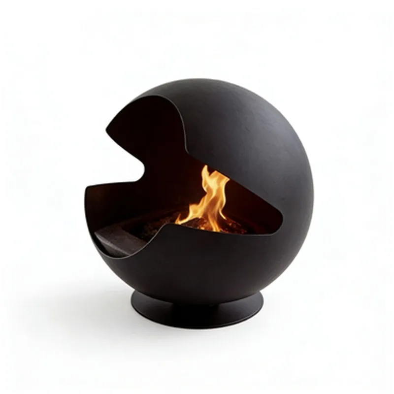 Customized French-Style Eco-friendly Outdoor Freestanding Metal Bioethanol Fireplace Real Fire Ambiance Art Decor 16*16*16
