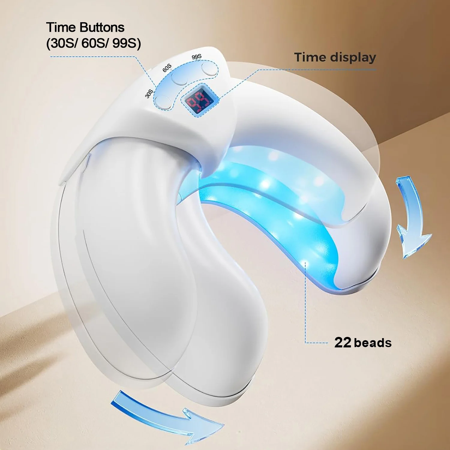 Lampada professionale per unghie a LED UV per unghie Smalto gel Asciugatrice a polimerizzazione rapida Lampade a luce di asciugatura con 22 LED 3 Impostazione timer