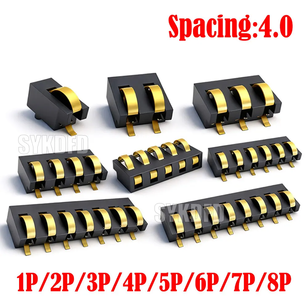 High-current Spring Compression Contact 4mm Pitch 1P 2P 3P 4P 5P 6P 7P 8P Power Charging Seat Battery sliding type Connectors