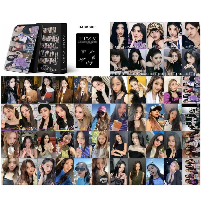 55Pcs/box Kpop ITZY CHESHIRE Photo Cards LIA YUNA YEJI RYUJIN CHAERYEONG LOMO Premium Photos