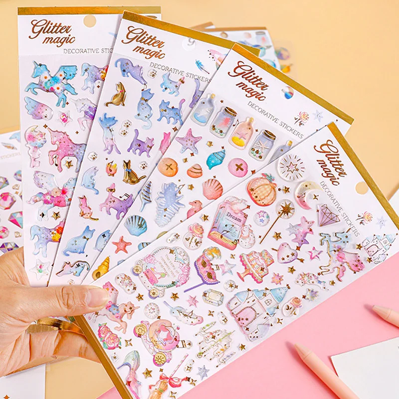 Creative Drip Glue Crystal Sticker Self-adhesive Cute Transparent 3D Decorative for Girls Mobile Phone Scrapbook Stickers