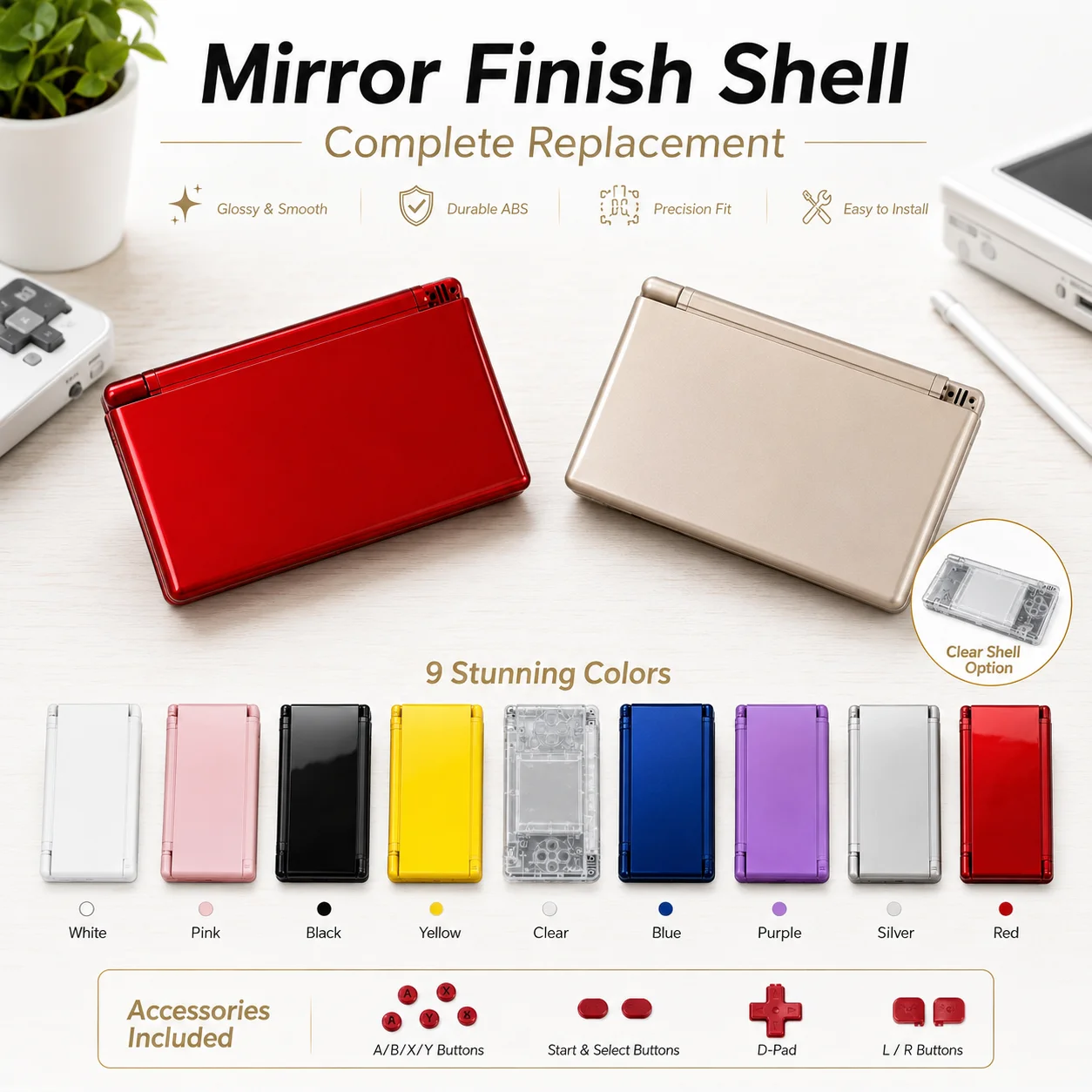 Kit de remplacement complet pour Nintendo DS Lite NDSL, boutons, coque de protection, boîtier en plastique pour réparation DIY, modification personnalisée