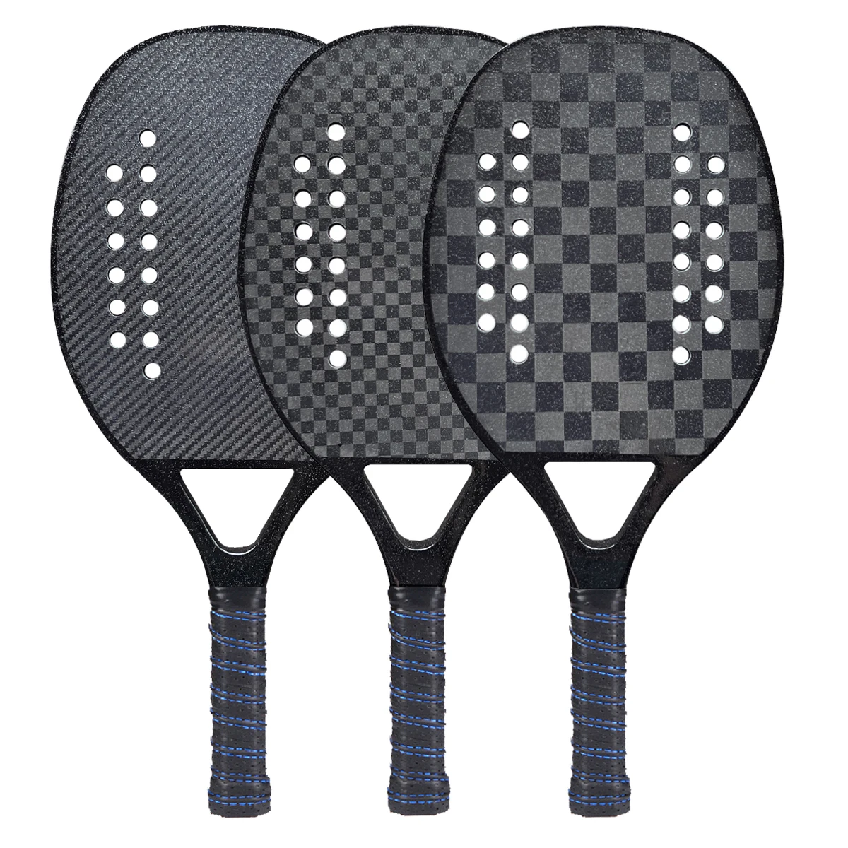 

Professional Full Carbon 18K 12K 3K Beach Tennis Racket Solid Black Rough Surface Soft EVA Racquet Paddle Set with Bag