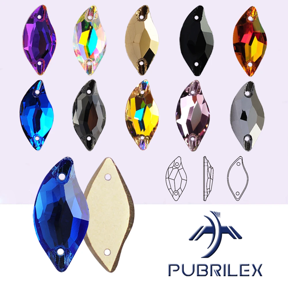 PUBRILEX K9 خرز زجاجي حواف أوراق شجر كريستال بريق خياطة على أحجار الراين مع الشطب لفساتين الملابس ذاتية الصنع القبعات الديكور #1