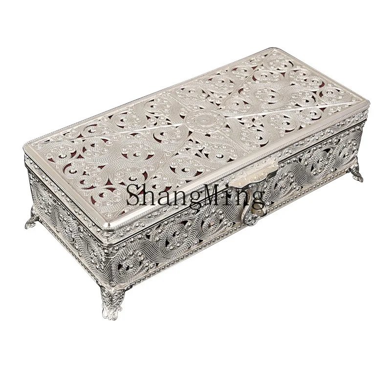 

PYH Creative Metal Rectangle Household Jewelry Box High-end Birthday Wedding Gift Box Storage Box Ornament