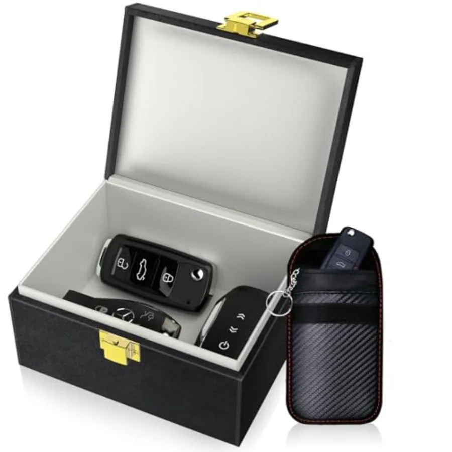 

Faraday Box with Faraday Bags for Car Keys Car Key Signal Blocking Box Keyless Entry Car Key Safe Protector Anti-Theft Shieldin