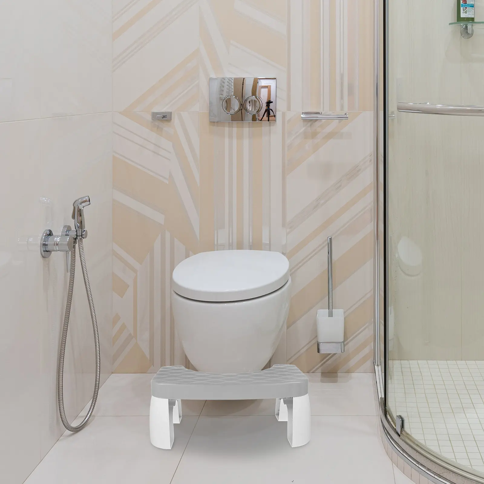 Footstool Bathroom Non Slip Toilet Squatting Stool Plastic Step Stool Stable Legs High Durability Home Foot Rest for Adults