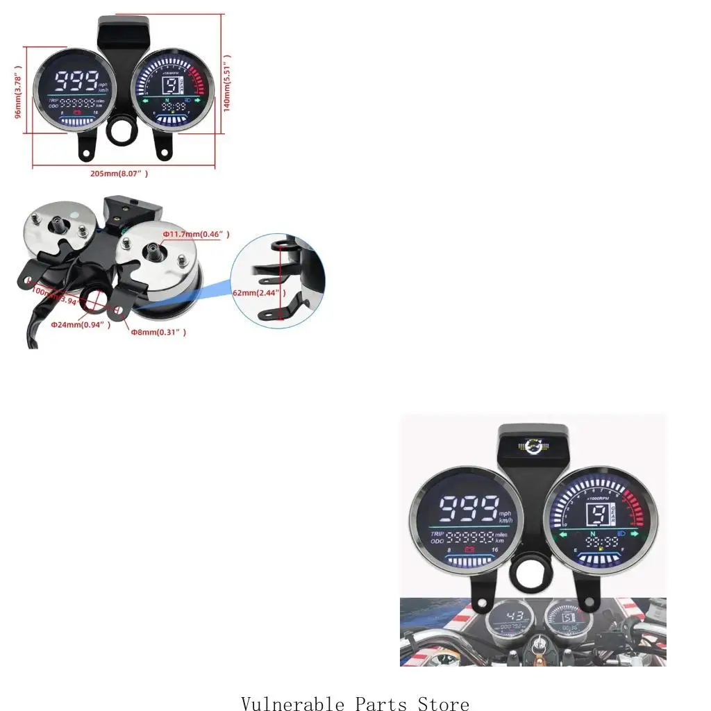 

D0UC Мотоцикл цифровой приборной панели кластерной измеритель -измеритель маточный манометр Speedometer Odometer Tachometer для