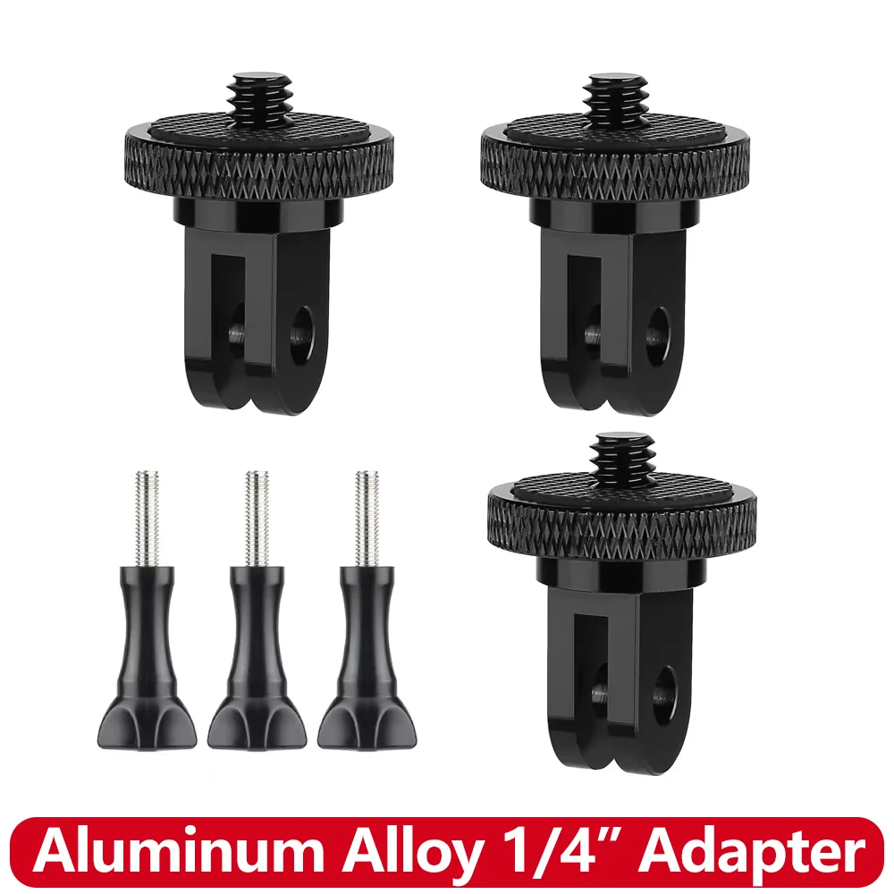 Aluminum Alloy Adapter 1/4 Conversion Mount For GoPro Hero 13 12 11 10 9 Insta360 SJCAM AKASO DJI Osmo Action Camera Accessories
