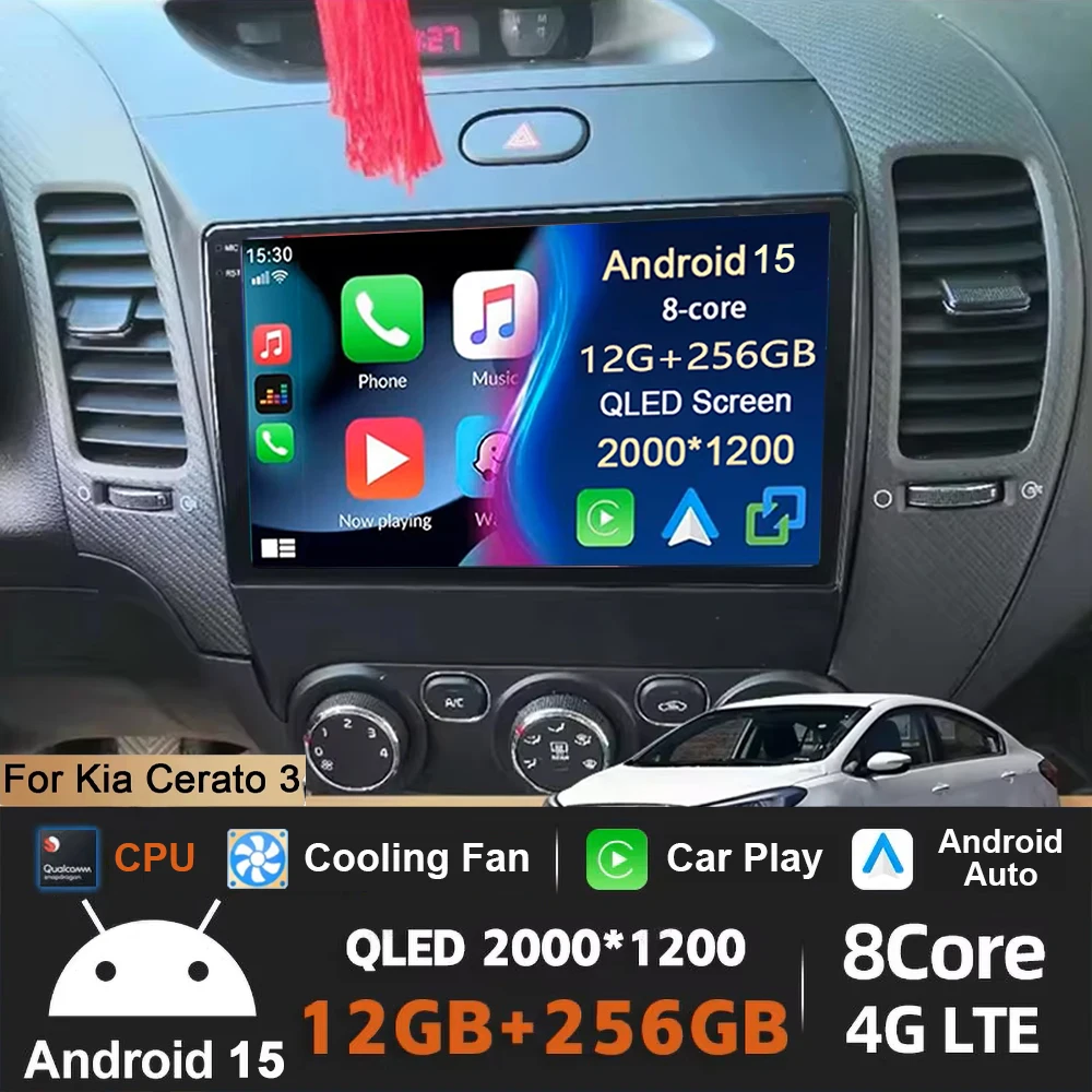 9 "Android 15 Für Kia Cerato 3 K3 Forte 2013 - 2017 Auto Radio Multimedia Video Player Navigation GPS Carplay 2 Din 4G