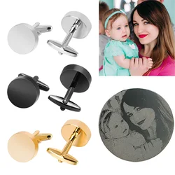 SAVOYSHI Free Personalized Photo Cufflinks For Mens Family Memorial Gift Cuff Buttons Wedding Gift Cuff Links Custom Name Logo