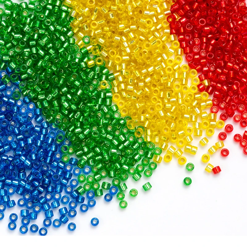 MKY Silver Line Dyed Color Beads 2.0MM  Glossy Multiple Colors Glass Beads For DIY Needle Work Sewing  Dress Adornment