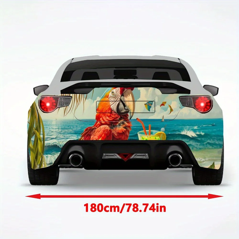 Parrot in Paradise Car Sticker,Vinyl Decal for Car Rear, Waterproof Self-Adhesive Vinyl Stickers for Vehicle Tail and Bumper, De