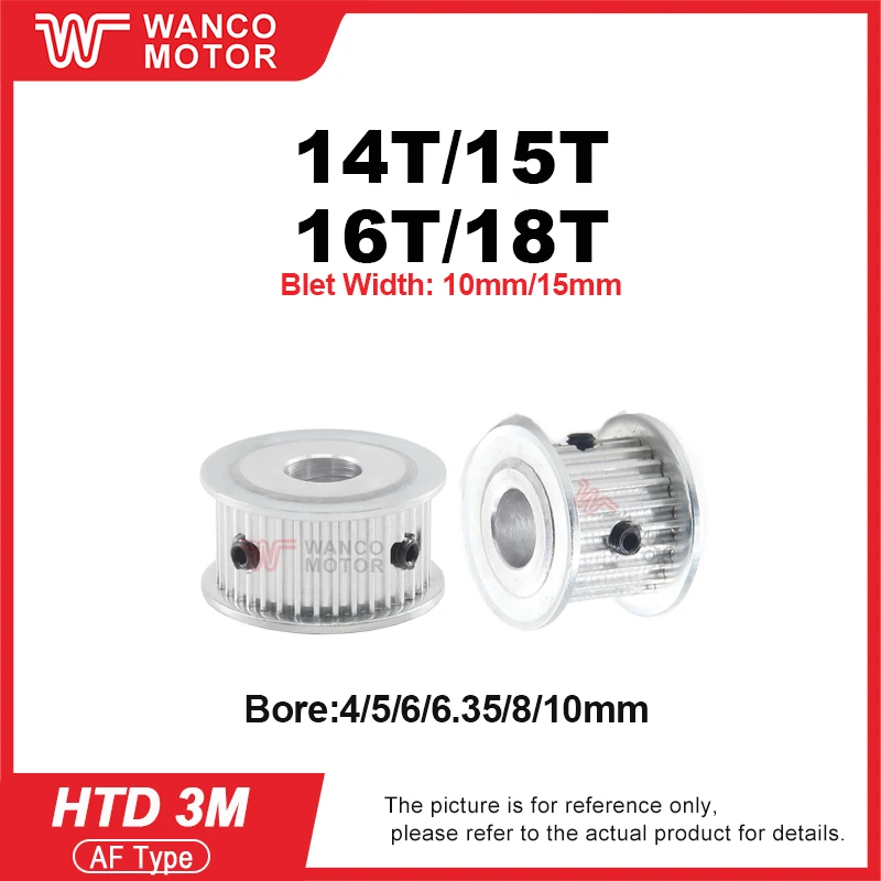 TD 3M Toothed Belt Pulley 14T/15T/16T/18Teeth AF 11/16mm Width 4-10mm Bore Gear Pulley for CNC Machine Timing Pulley