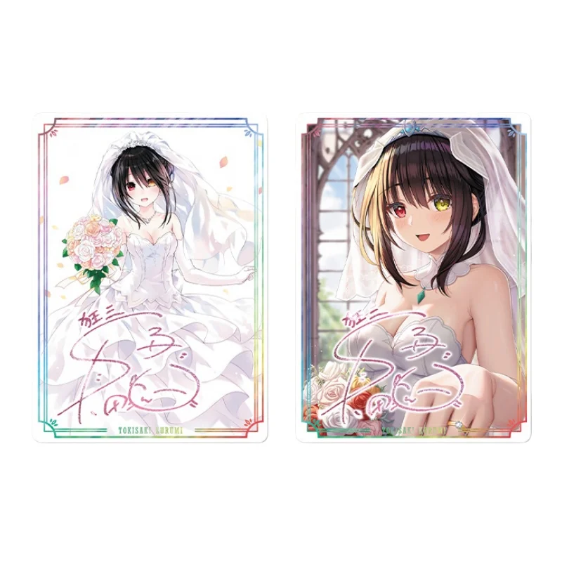 2Pcs/set Date A Live Tokisaki Kurumi Wedding Dress Series Signature Card Color Flash Diy Anime Game Characters Collection Card