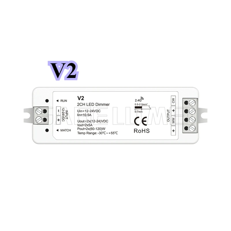 V1 V2 V3 VP V5-M RGBW RGB+CCT RGB Controller 12V CV RF 2.4G For 1/2/3/4CH Led Strip Light DC12-24V Single Color CCT LED Dimmer