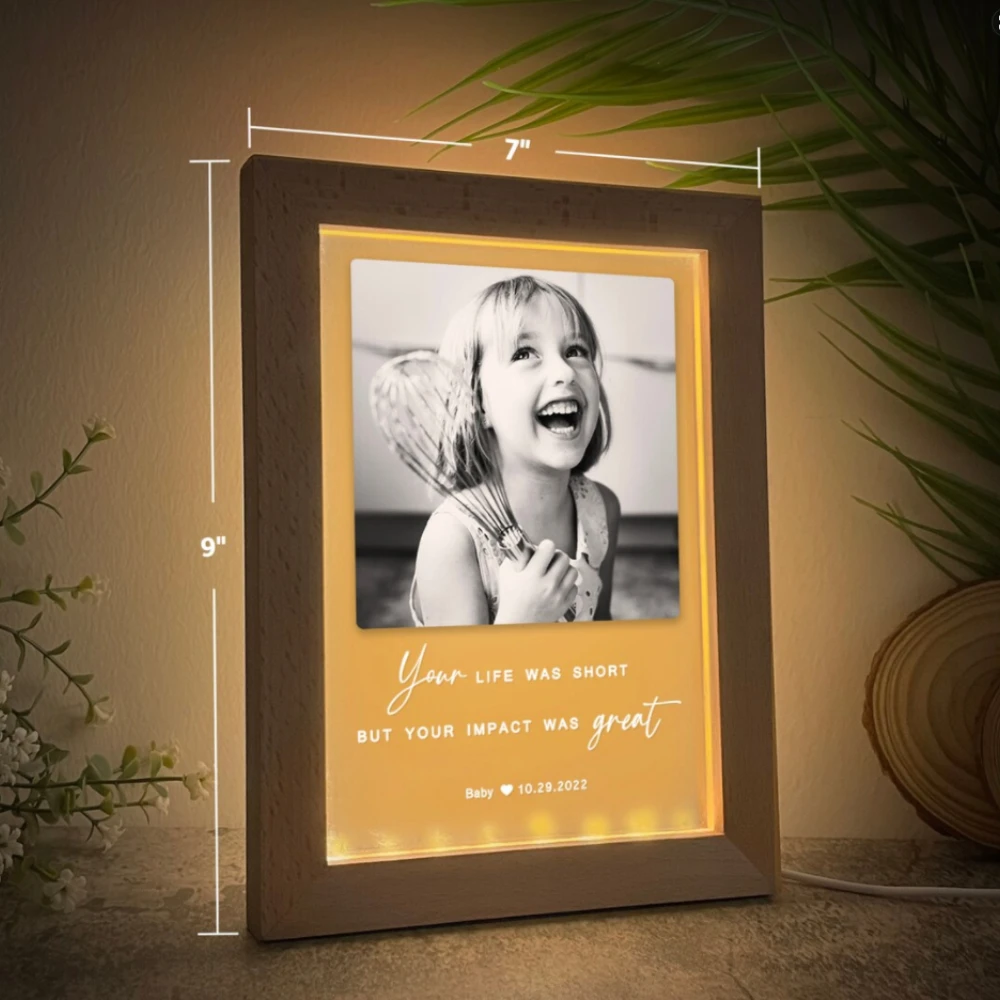 Imagem -02 - Photo Frame Night Light para a Mãe Presentes Personalizados para a Mãe Dad Wood Frame Lâmpada Led com Imagem Presente de Aniversário