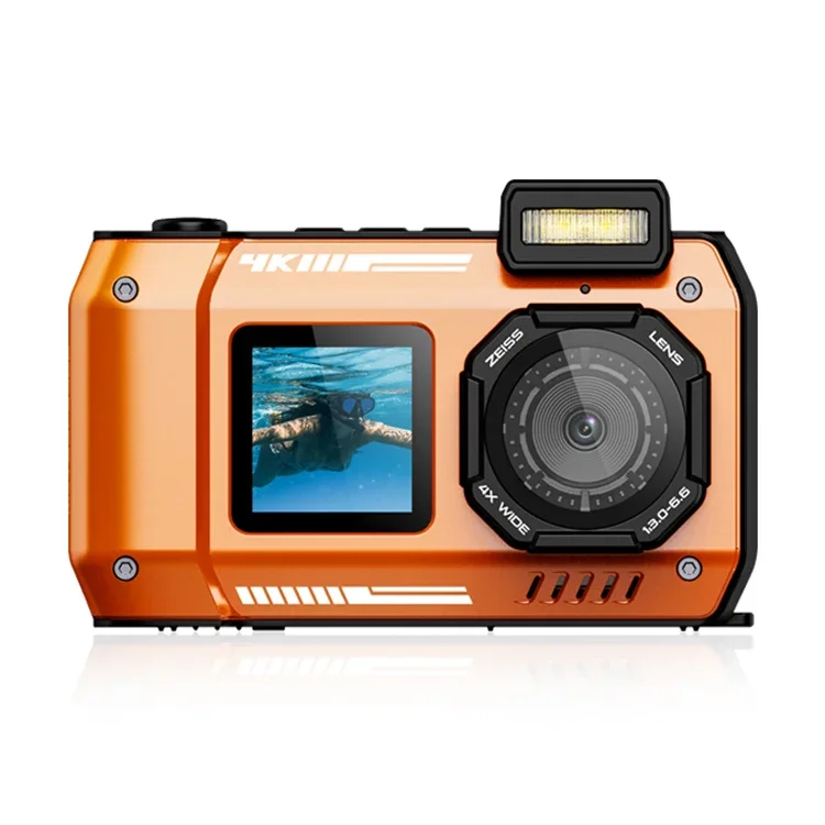 4K FHD 32GB Card 16X Digital Zoom Camera Dual-Screen Selfie D50 Waterproof Underwater Camera For Snorkeling Surfing Rafting