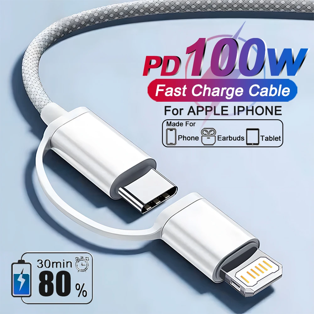 100W Weaving Fast Charging Cable For iPhone 17 Air 14 13 12 11 15 16 Pro Max Plus USB Type C Charge Date Cable Phone Accessories