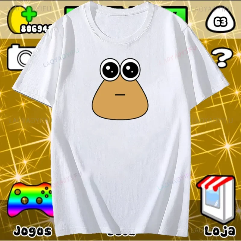 Funny Tamagotchi Men Women The Maw Game My Pet Alien Pou T Shirts Apparel Cotton T-shirt Clothes Novelty Tee Shirt All Seasons