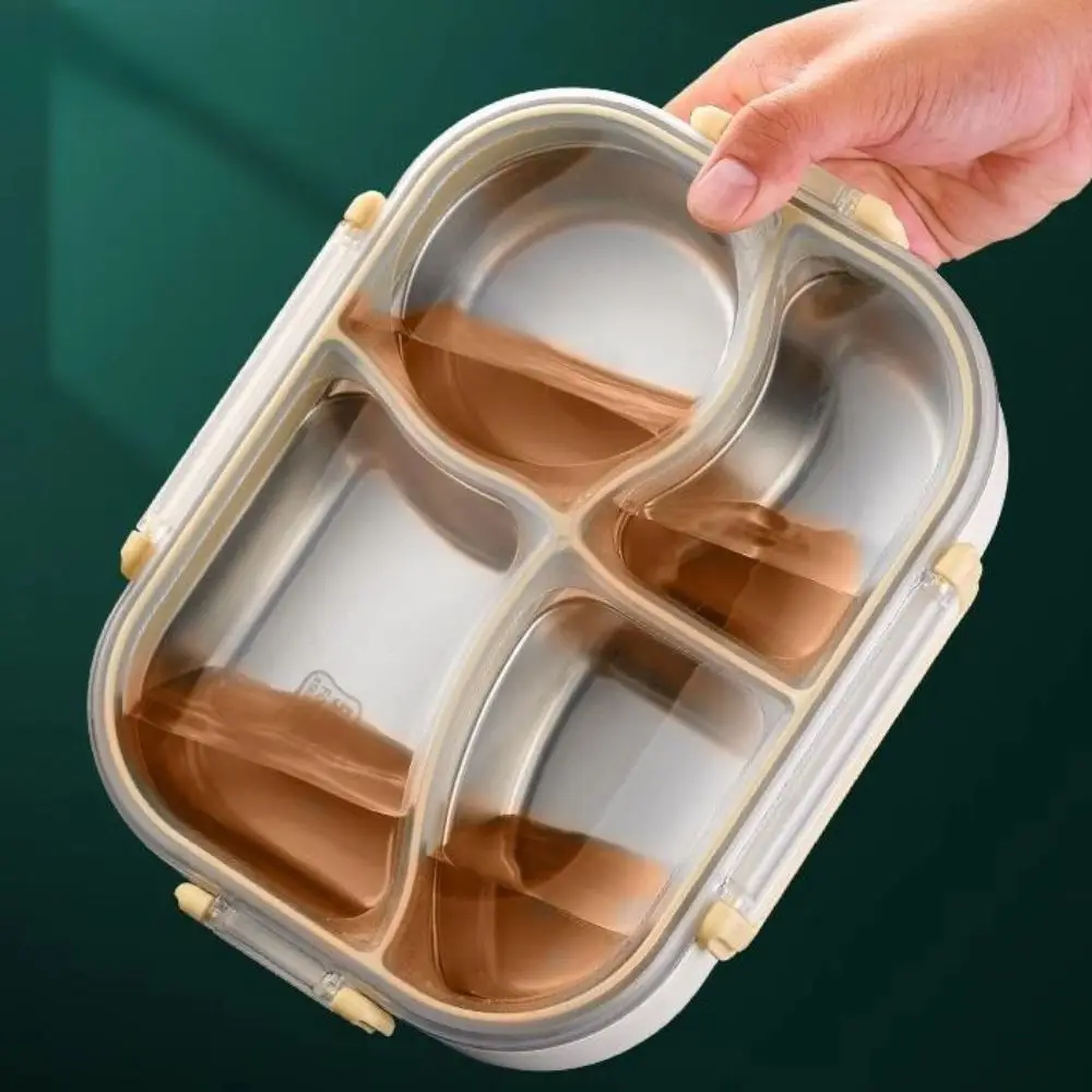 

Ланч-бокс из нержавеющей стали 900/1400 мл, разделенный контейнер для хранения еды в микроволновой печи, прямоугольный съемный изолированный ланч-бокс