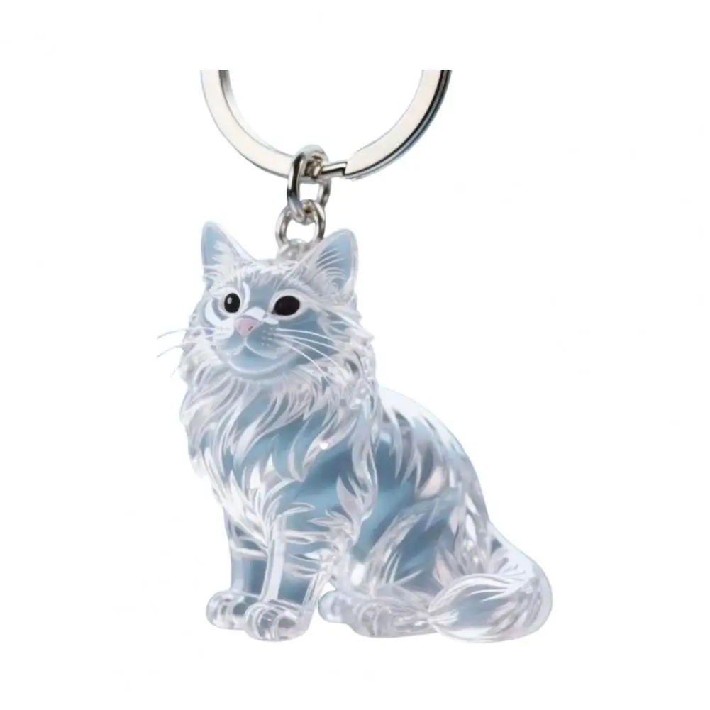 Lightweight Pet Hair Holder Transparent Cat Design Keychain Pendant Pet Hair Storage Box Hair Storage Bottle Keyring for Stylish