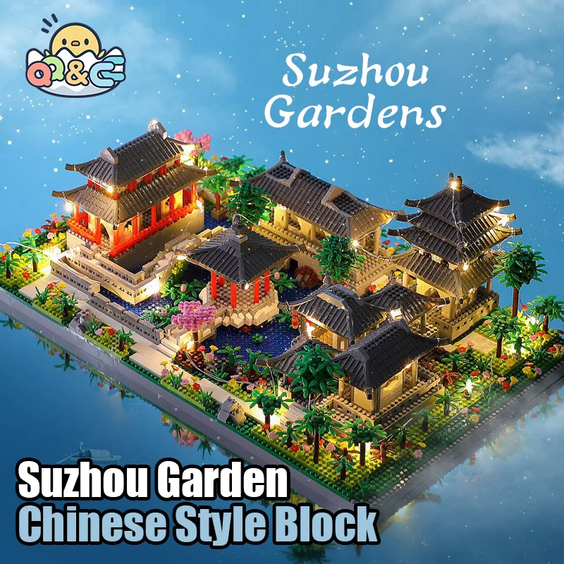 

Suzhou Garden Chinese Style City Building Block with Light Microparticle Assembling Brick Model Toys for Children's Gifts XMAS