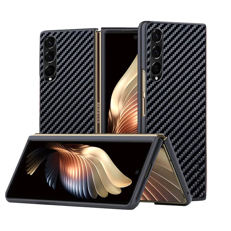 Carbon Fibre texture Phone Case for Samsung Galaxy Z Fold 4 3 5G Fashion Design Soft Back Cover for samsung galaxy z fold4 Case