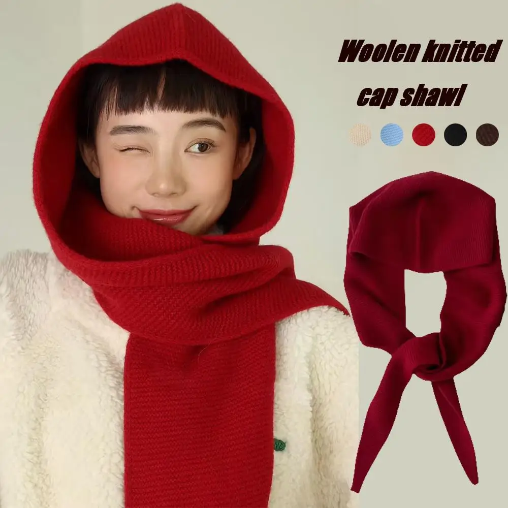 

100% Wool Oversize Hood Balaclava Winter Women's Hat Beanies Big Sophie Scarf Women Fashion Windproof Ear Protection Warm Hats