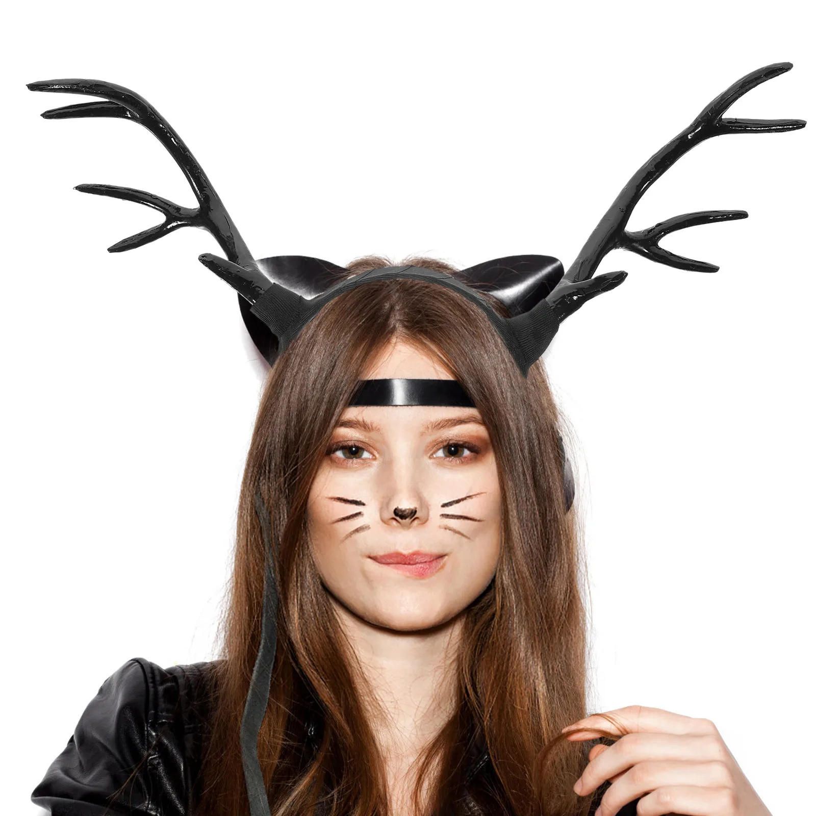

Antler Headband Plastic Lightweight Sturdy Christmas Party Festival Cosplay Hair Accessories for Women Photo Prop