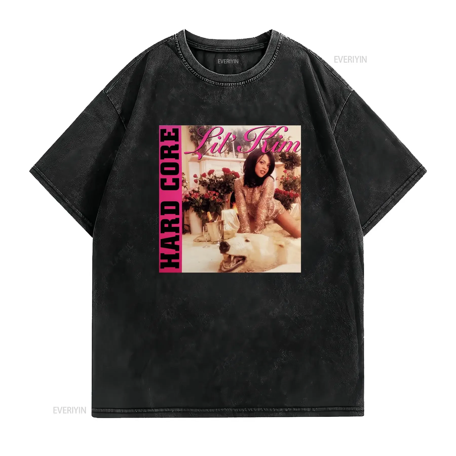 Lil Kim Hard Core Album Cover T Shirt Tour Retro L vintage Washed fashion Breathable Unisex Versatile Slightly Soft Stylish