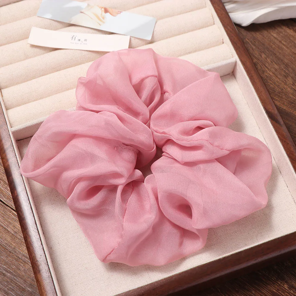 

French Style Chiffon Scrunchies Solid Color Temperament Women Hair Scrunchies Sweet Elegant Oversized Hair Ropes